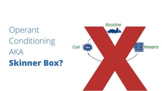 X
Operant
Conditioning
AKA  
Skinner Box?
 