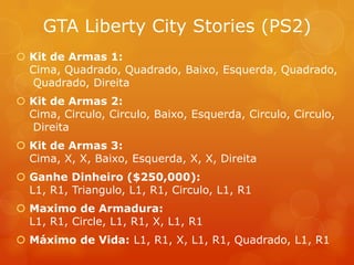 OS CÓDIGOS DO GTA LIBERTY CITY STORIES 