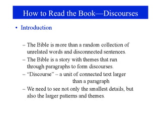 How to Read the Book—Discourses
 