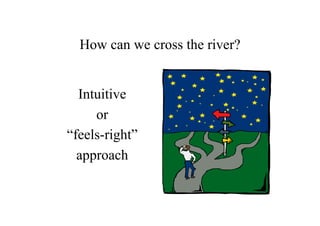 How can we cross the river?


  Intuitive
     or
“feels-right”
  approach
 