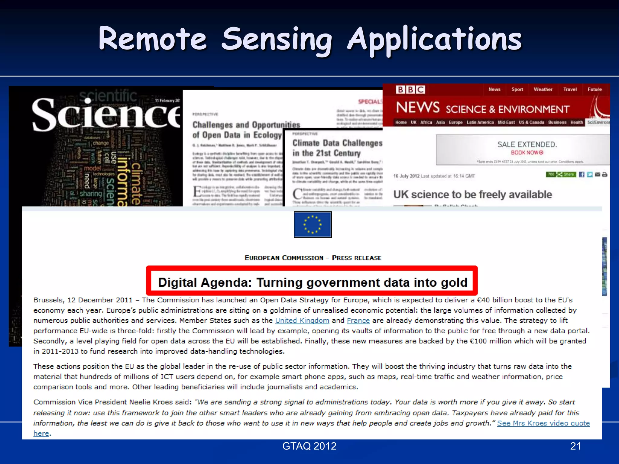 Remote Sensing Applications




           GTAQ 2012          21
 