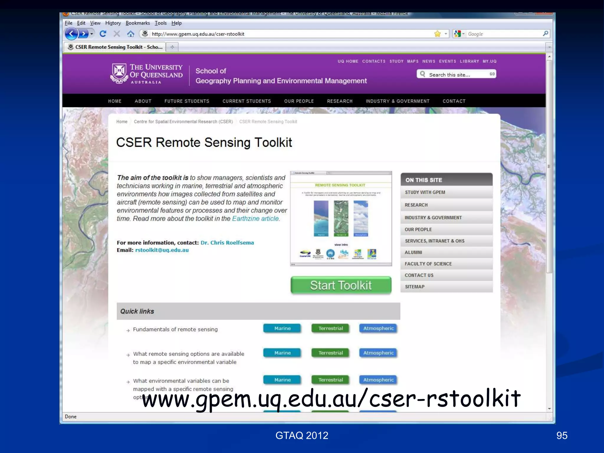 www.gpem.uq.edu.au/cser-rstoolkit
           GTAQ 2012                95
 