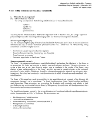 Financial Statement Risk Notes Guaranty Trust Bank financial report 2010 | PDF