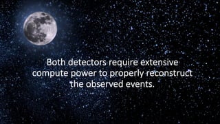 Both detectors require extensive
compute power to properly reconstruct
the observed events.
 
