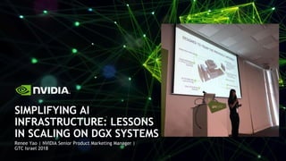 Renee Yao | NVIDIA Senior Product Marketing Manager |
GTC Israel 2018
SIMPLIFYING AI
INFRASTRUCTURE: LESSONS
IN SCALING ON DGX SYSTEMS
 