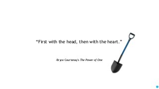 –Bryce Courtenay's The Power of One
“First with the head, then with the heart.”
 