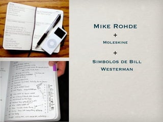 Mike Rohde
     +
   Moleskine

      +
Simbolos de Bill
   Westerman
 