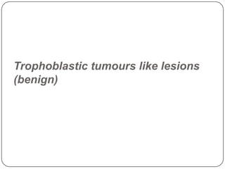 Trophoblastic tumours like lesions
(benign)
 