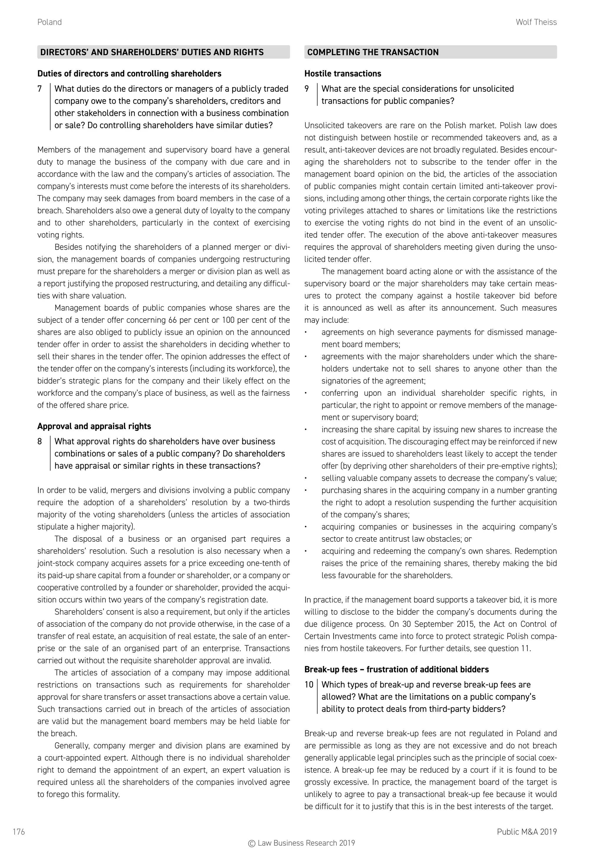 Getting the Deal Through: Public M&A