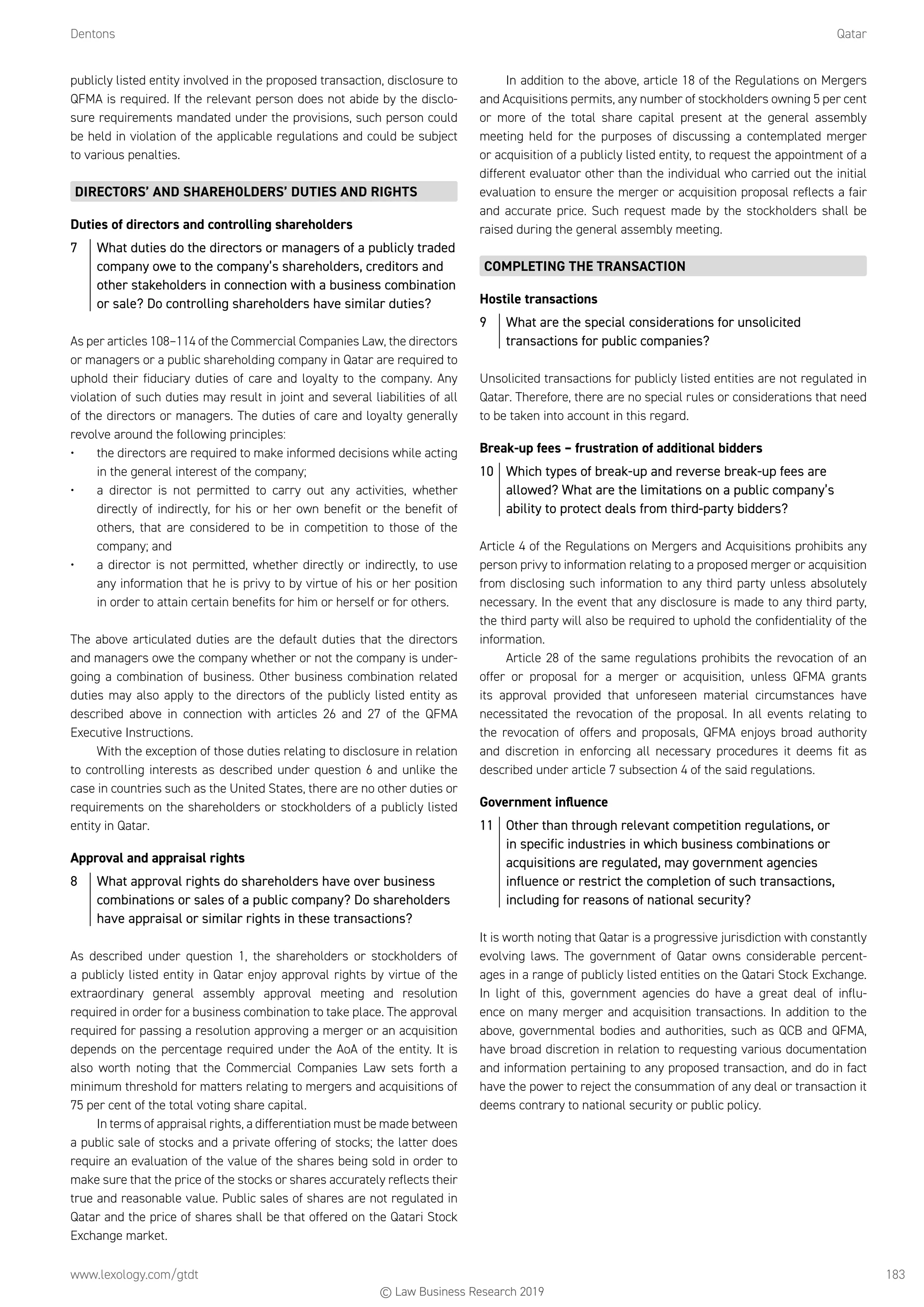 Getting the Deal Through: Public M&A