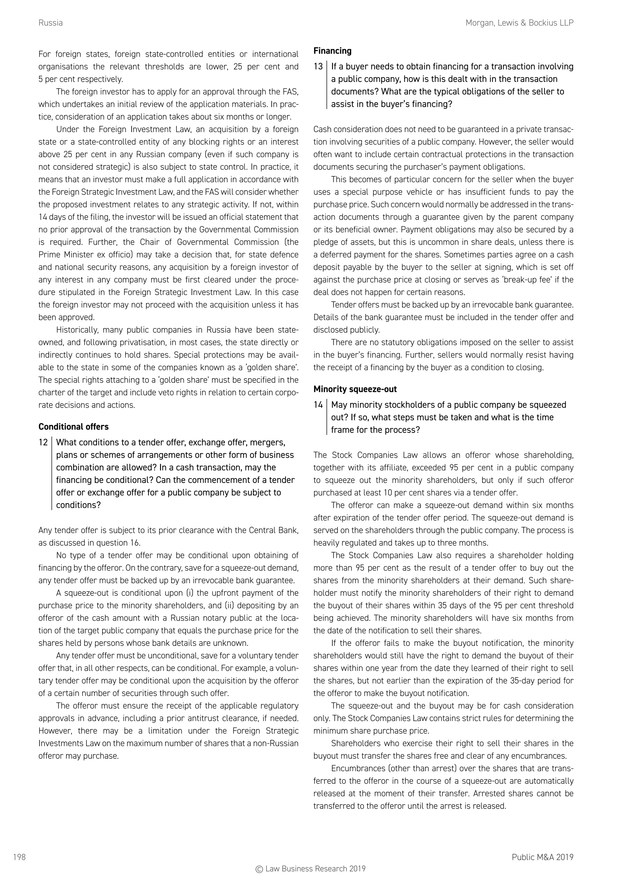 Getting the Deal Through: Public M&A