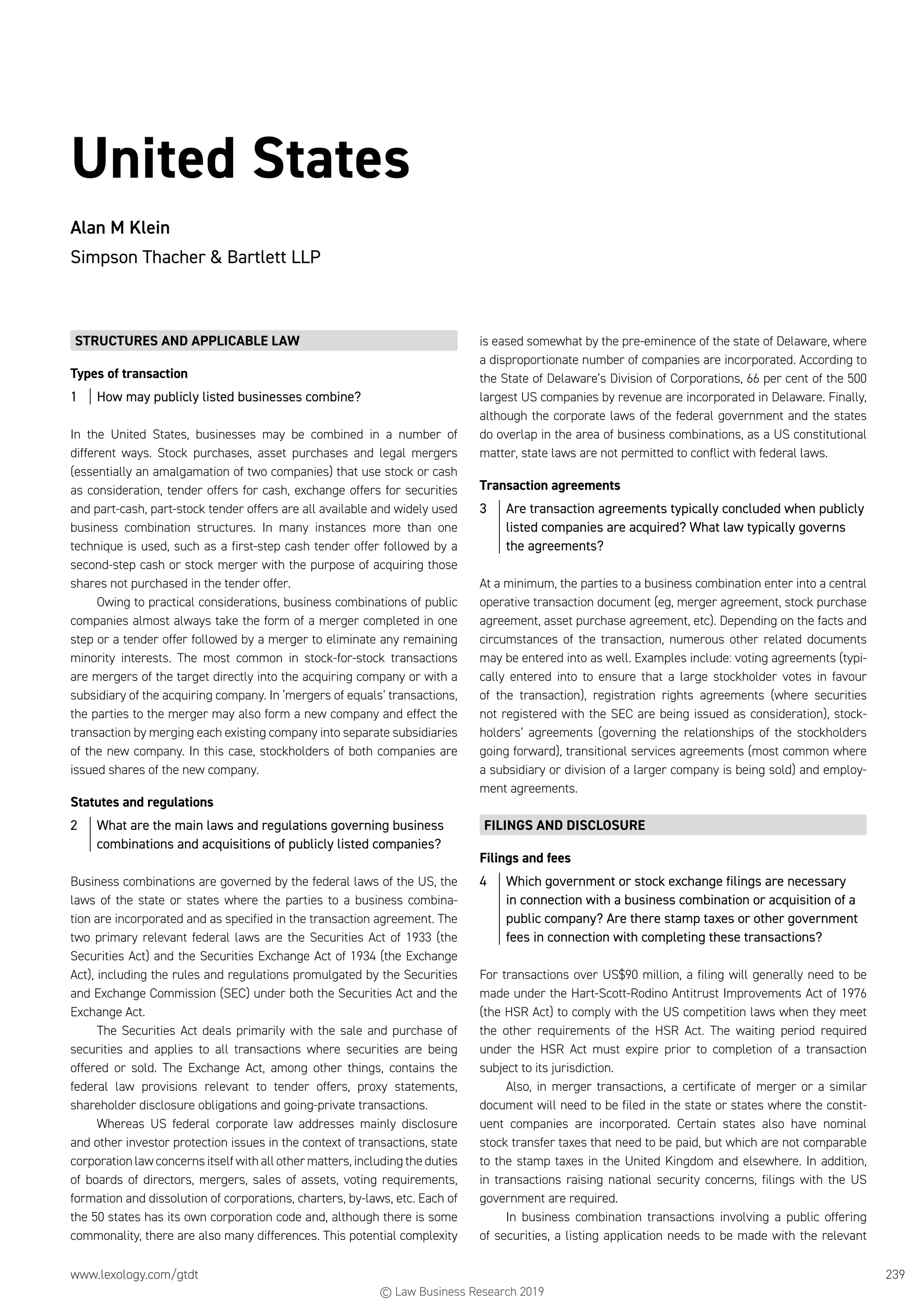 Getting the Deal Through: Public M&A