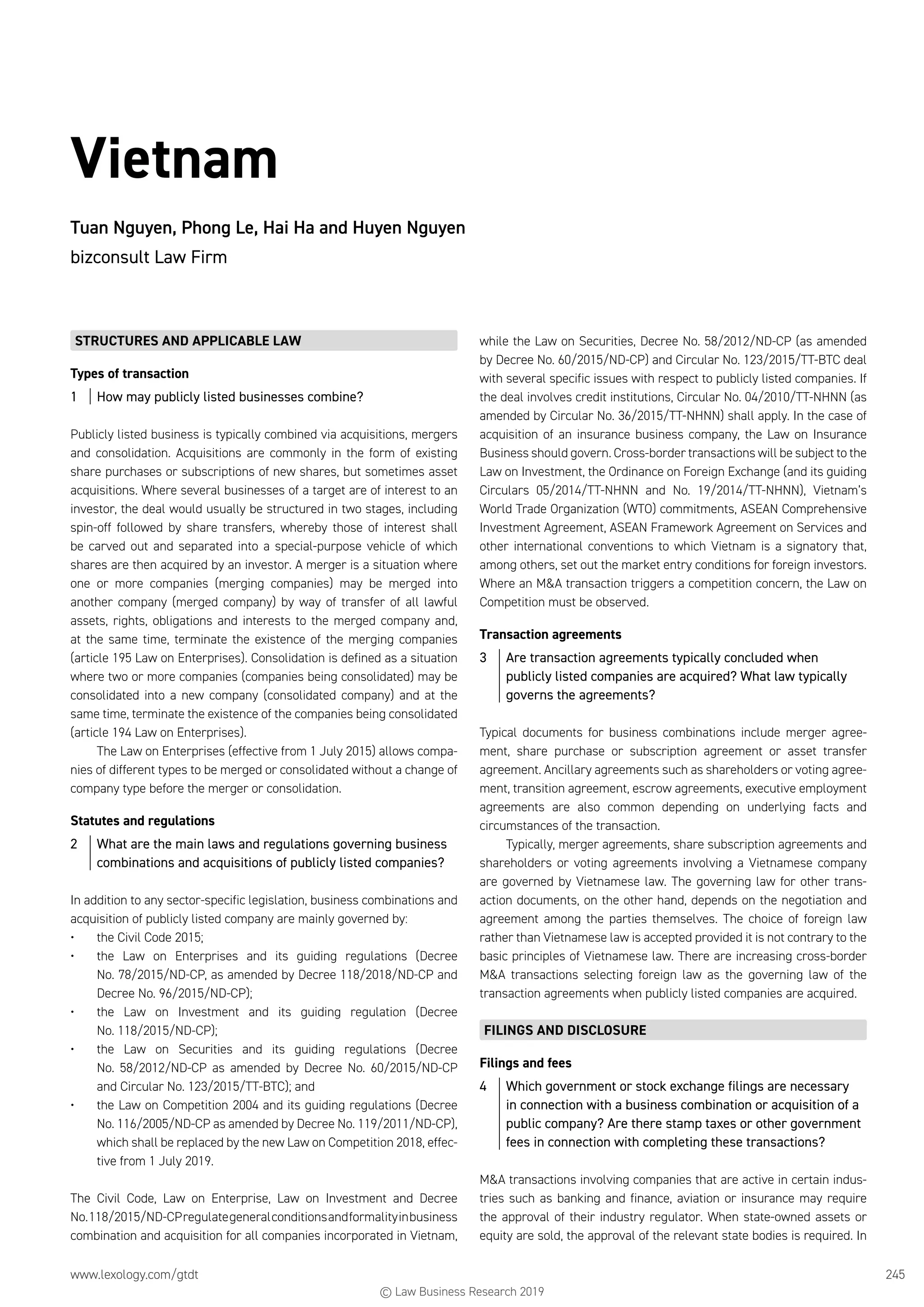 Getting the Deal Through: Public M&A