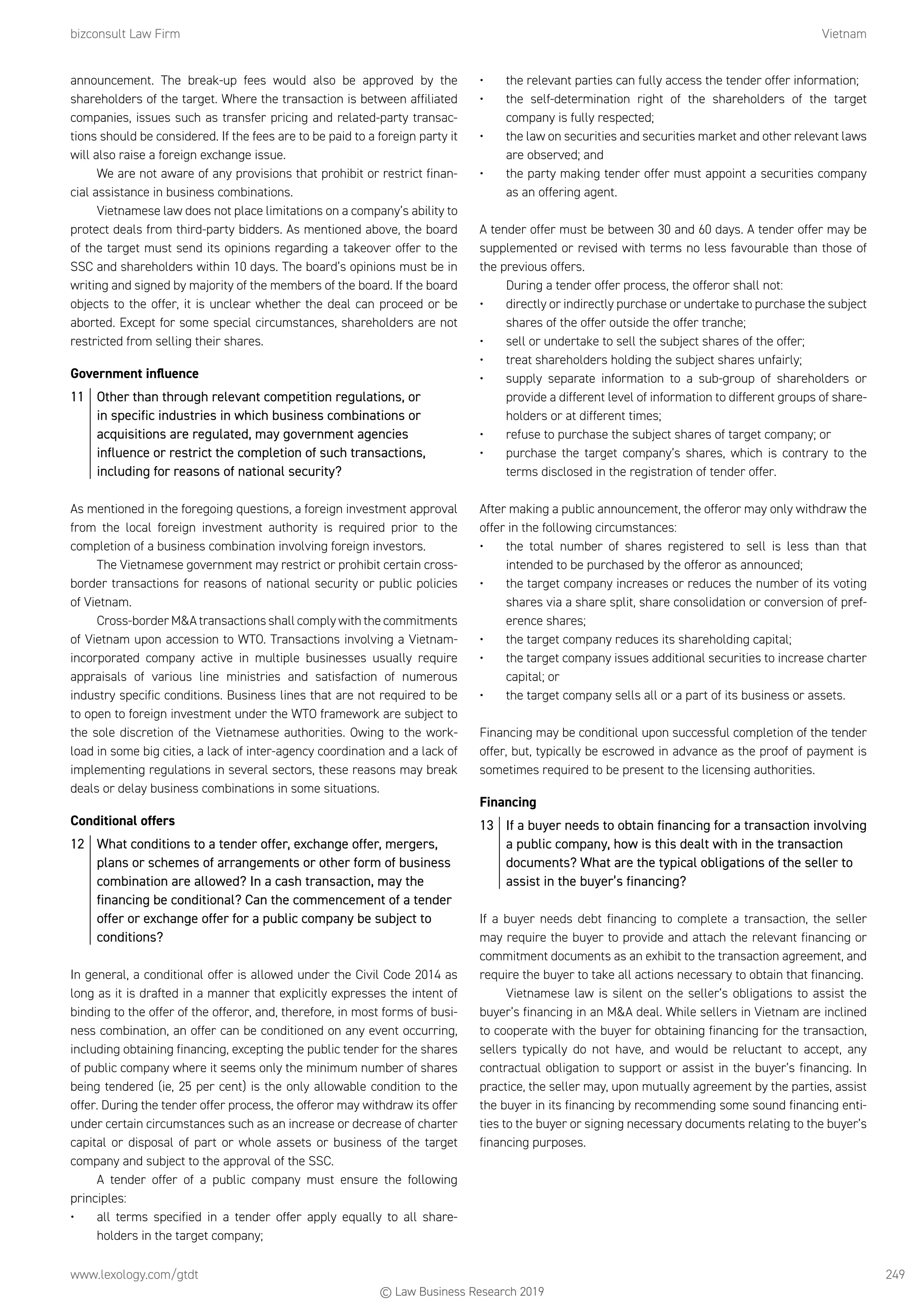 Getting the Deal Through: Public M&A