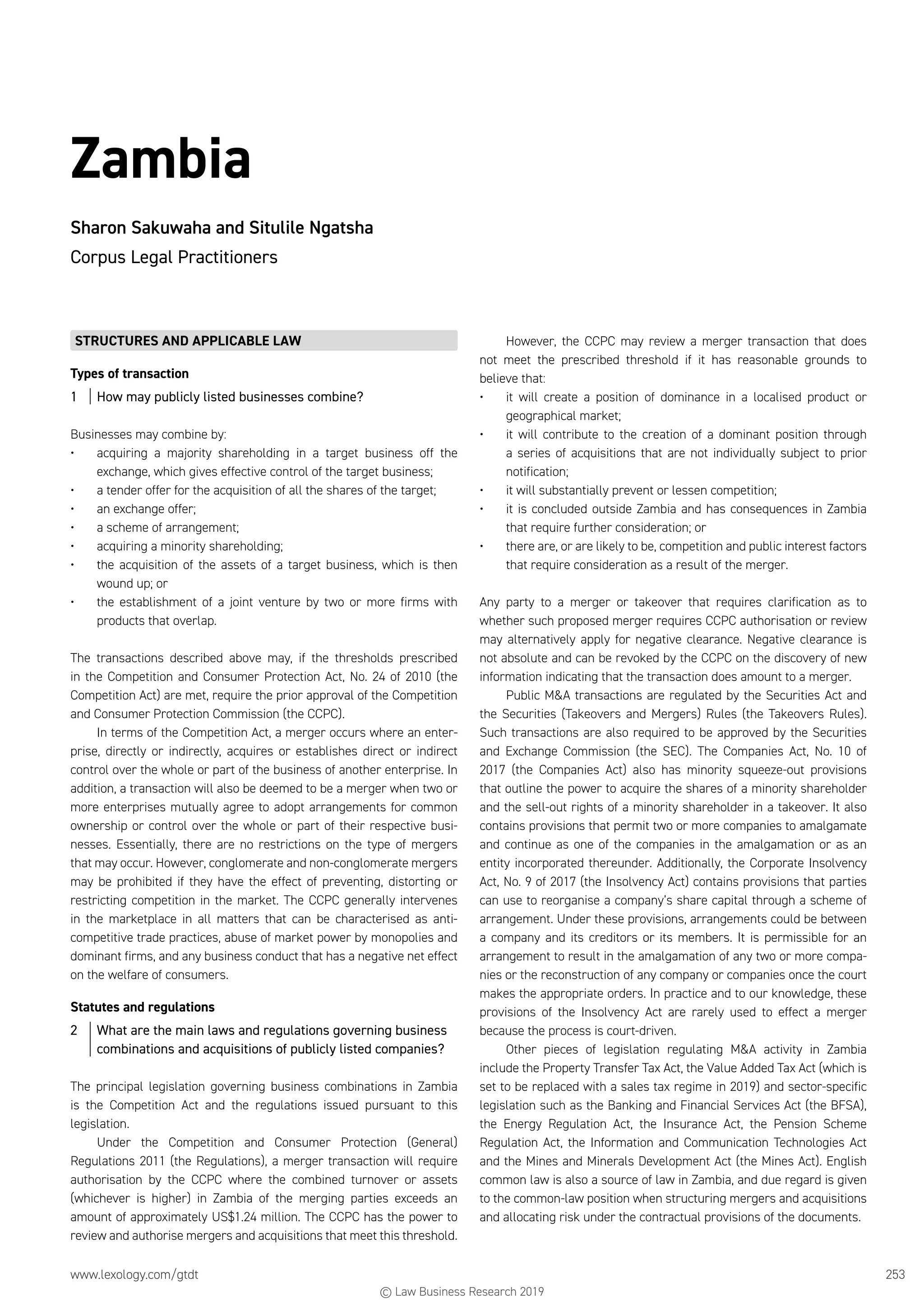Getting the Deal Through: Public M&A