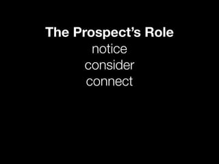 The Prospect’s Role
       notice
      consider
      connect
 