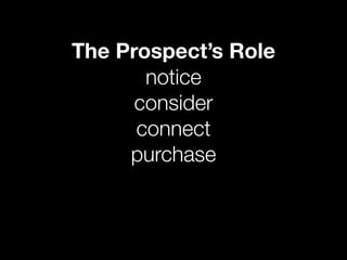 The Prospect’s Role
       notice
      consider
      connect
     purchase
 