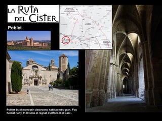 Poblet




Poblet és el monestir cistercenc habitat més gran. Fou
fundat l’any 1150 sota el regnat d’Alfons II el Cast .
 