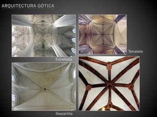 ARQUITECTURA	
  GÓTICA	
  
Estrellada
Sexpartita
Tercelete
 