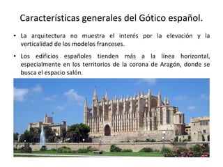● La arquitectura no muestra el interés por la elevación y la
verticalidad de los modelos franceses.
● Los edificios españ...