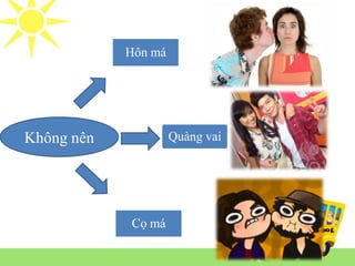 Quàng vaiKhông nên
Hôn má
Cọ má
 