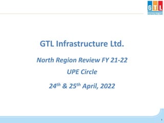 1
GTL Infrastructure Ltd.
North Region Review FY 21-22
UPE Circle
24th & 25th April, 2022
 