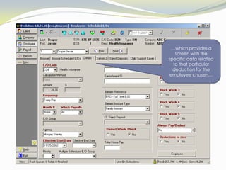 For user’s who don’t need an extensive HR tracking tool, the “Quick Reference” HR Tab provides storage of commonly requested personnel information.  The software also offers a more Comprehensive HR Option that will be shown later in this demo. The software also offers a more Comprehensive HR Option that will be shown later in this demo. 