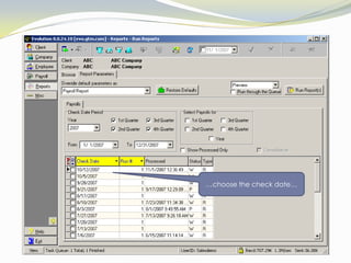…or viewed on a detail level by employee by Specific Earnings Or Deduction Codes.