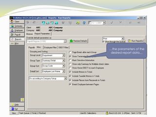 For added security , user’s can pre-process their payroll data prior to transmitting the payroll for processing.This allows for review of the payroll journal and supporting reports for accuracy of data input.