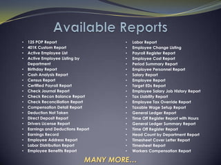 …and the software will gather all requested data, display the report on screen or provide the option to send it to a printer. 