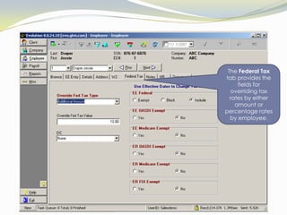 The Employee Entry Tab provides a template for entering new employee data.
