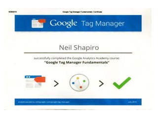 Google Tag Manager Fundamentals Course Certificate