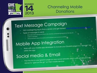 Channeling Mobile
Donations
 