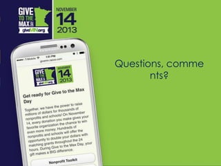 Questions, comme
nts?
 