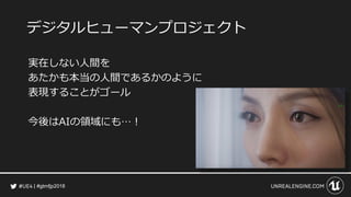 #gtmfjp2018
デジタルヒューマンプロジェクト
実在しない人間を
あたかも本当の人間であるかのように
表現することがゴール
今後はAIの領域にも…！
 