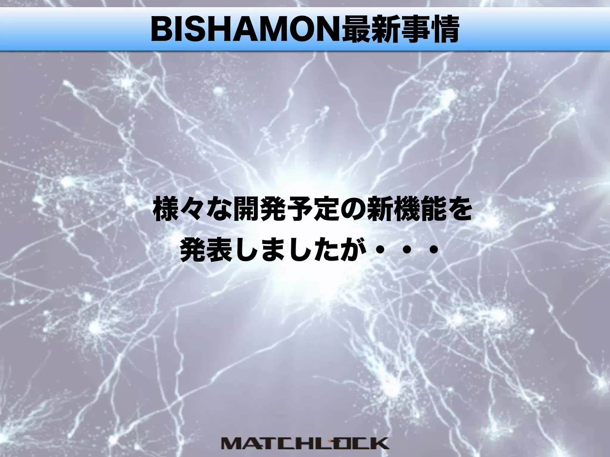 BISHAMON最新事情
様々な開発予定の新機能を
発表しましたが・・・
 