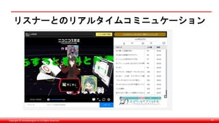 Copyright © monobitengine Inc.All Rights Reserved. 42
リスナーとのリアルタイムコミニュケーション
 
