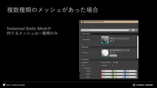 #UE4 | @UNREALENGINE
複数種類のメッシュがあった場合
Instanced Static Meshが
持てるメッシュは一種類のみ
 