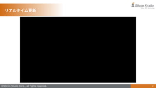 ©Silicon Studio Corp., all rights reserved. 8
リアルタイム更新
 