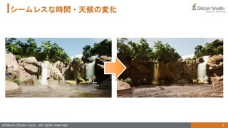 9
©Silicon Studio Corp., all rights reserved.
シームレスな時間・天候の変化
 