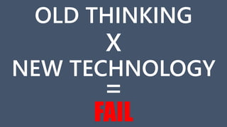 OLD THINKING
NEW TECHNOLOGY
FAIL
X
=
 