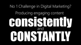 No 1 Challenge in Digital Marketing?
Producing engaging content
consistently
CONSTANTLY
and
 