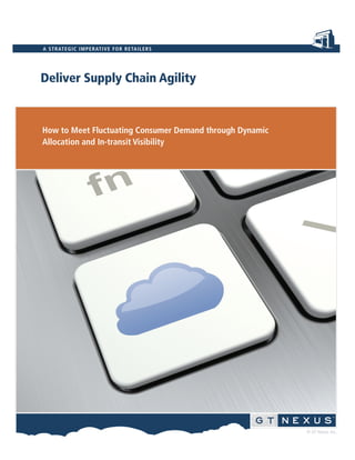 © GT Nexus, Inc.
How to Meet Fluctuating Consumer Demand through Dynamic
Allocation and In-transit Visibility
Deliver Supply Chain Agility
A STRATEGIC IMPERATIVE FOR RETAILERS
 