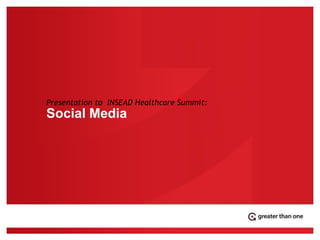 Presentation to  INSEAD Healthcare Summit: Social Media 