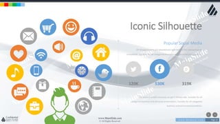 w w w . D o m a i n . c o m Page 13
www.MainSlide.com
© All Rights Reserved.
Confidential
For every 6 emails received, we get 3 Phone calls. Suitable for all
categories business and personal presentation, Suitable for all categories
business and personal presentation,
Popular Social Media
Of shopping carts are abandoned right before the transaction its
completed. Suitable for all categories business and personal presentation,
120K 530K 319K
Iconic Silhouette
 