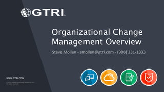 WWW.GTRI.COM
© 2016 Global Technology Resources, Inc.
All rights reserved.
Organizational Change
Management Overview
Steve Mollen - smollen@gtri.com - (908) 331-1833
 