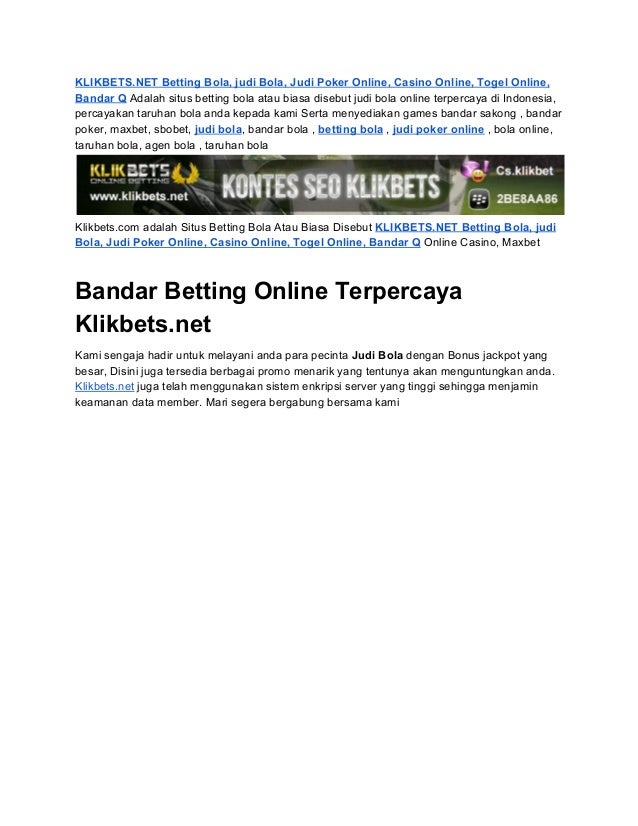 Togel Q
, Klikbets Net Betting Bola Judi Bola Judi Poker Online Casino Onlin