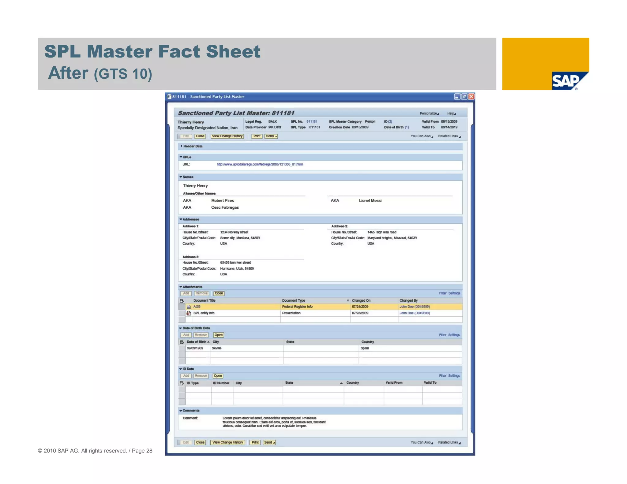 SPL Master Fact Sheet
  After (GTS 10)




© 2010 SAP AG. All rights reserved. / Page 28
 