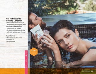 Gel Refrescante
Facial y Corporal
•	 Ideal para después de la
exposición prolongada al sol
•	 Brinda una excelente
hidratación a la piel
•	 Proporciona sensación de
alivio al aplicarse en la piel
Ingredientes
•	 Extracto de aloe vera
•	 Caléndula
•	 Hamamelis
Dosveces
porsemana
150ml
(5floz)
Díay
noche
Uso
diario
150ml
(5floz)
Díay
noche
Uso
diario
150ml
(5floz)
Díay
noche
Exfoliante Corporal
•	 Ideal para una limpieza profunda
en todo el cuerpo
•	 Con ingredientes que ayudan a remover
las células muertas sin dañar la piel
Ingredientes
•	 Enriquecida con cafeína
•	 Con manteca de karité y aceite de
almendras dulces
Gel para Estrías
•	 Ayuda a prevenir y mejorar la apariencia de
la piel con estrías
•	 Brinda elasticidad y humectación a la piel
•	 Se puede utilizar durante
el embarazo
Ingredientes
•	 Enriquecido con moringa
y colágeno hidrolizado
•	 Con arginina y alantoína
32 33CORPORAL CORPORAL
Q 170
Precio
sugerido
Q 215
Precio
sugerido
Q 150
Precio
sugerido
 