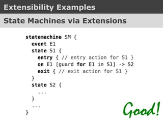 Extensibility Examples
Tracing via Language Extensions
You get the idea :-)
 